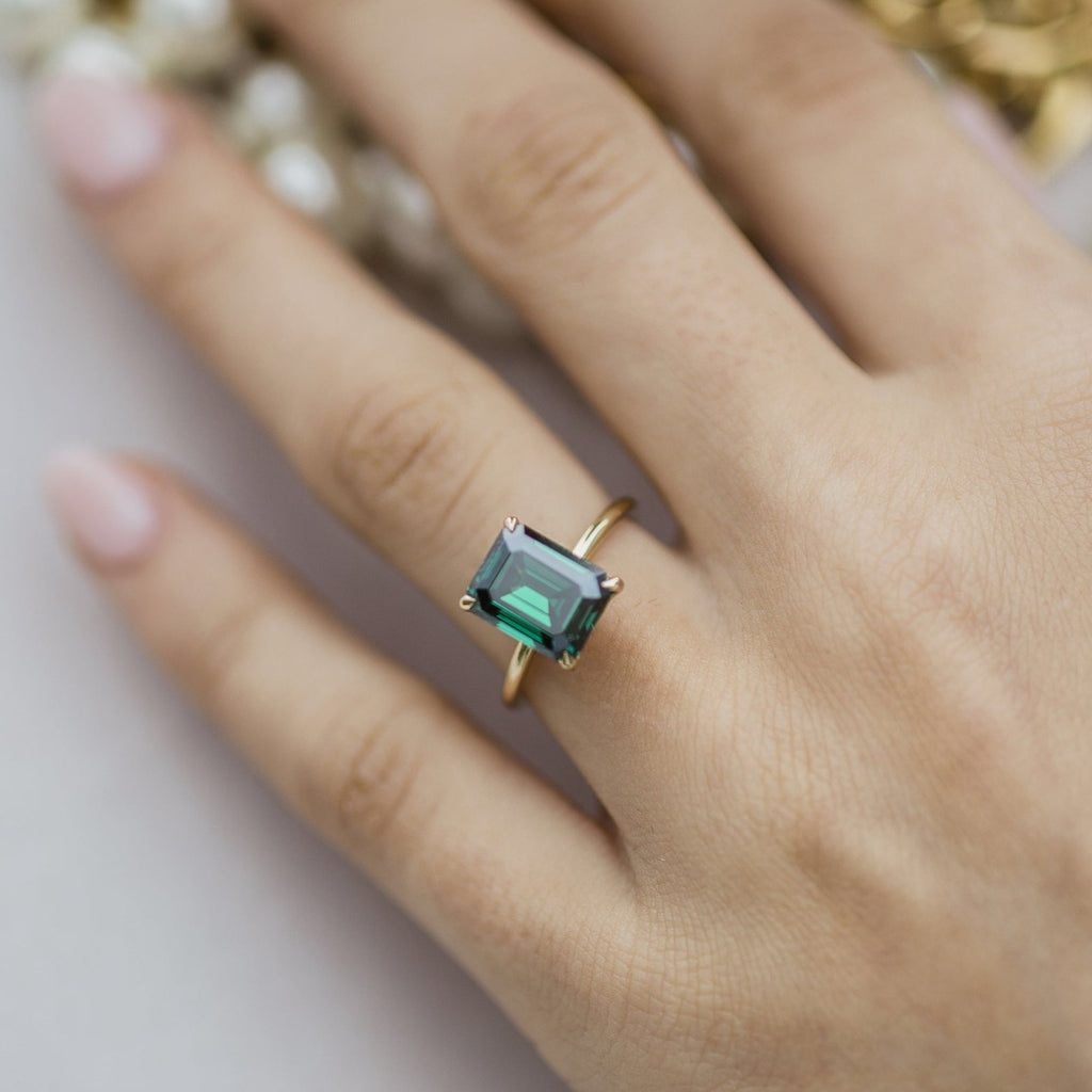 Lab Grown Diamond Halo Engagement Ring, 3.15 Emerald Cut G/VVS2
